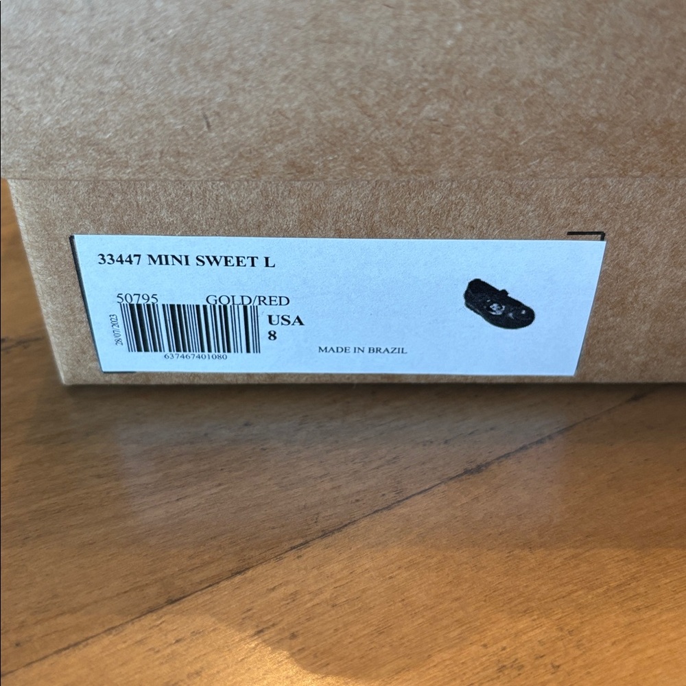 Mini Melissa Gold Belle Dress Shoes with Red Rose Accent - Picture 7 of 9